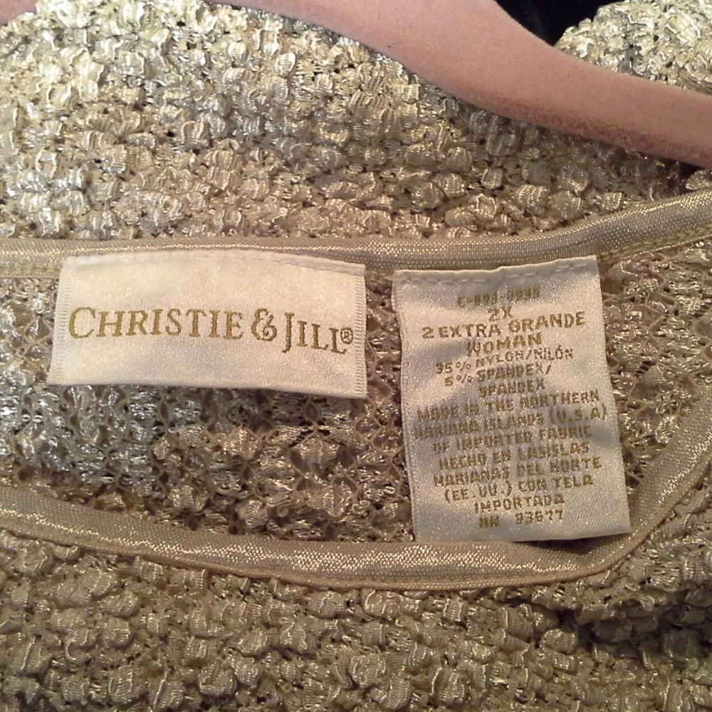 Christie & Jill Tan Textured Career Top -HOST PICK - Picture 2 of 3